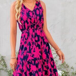 Women Summer Dresses Casual Sleeveless Maxi Dresses Cute Floral Long Dress - M